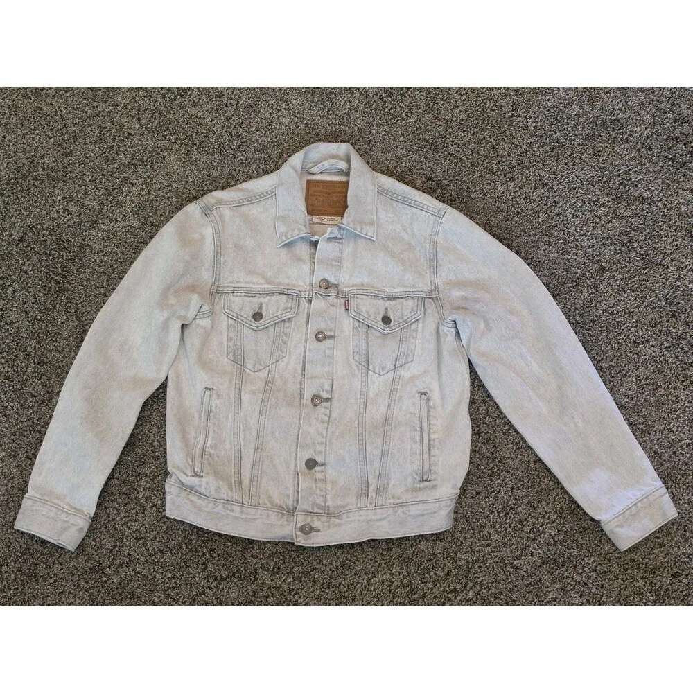 Levi’s Premium Vintage Fit Denim Trucker Jacket Men’s Size S Acid Ice Wash Light